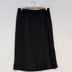 GAP Long Black Satin Skirt With Side Slit
